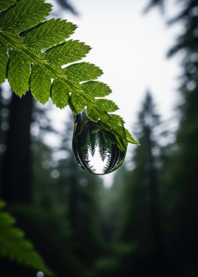 Forest Reflection in Water Drop