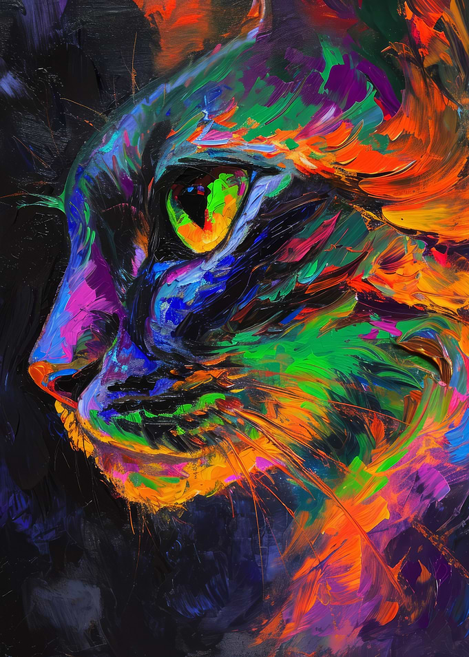 Vibrant Abstract Cat Portrait