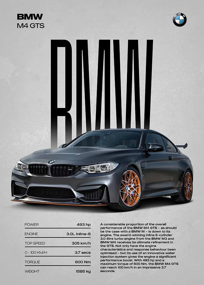 BMW M4 GTS Car Poster