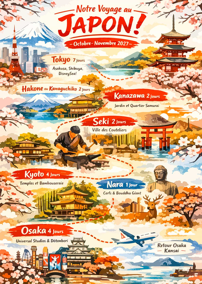Japan Travel Itinerary Poster