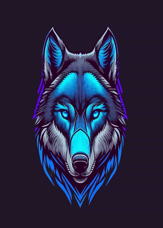 Neon Wolf Portrait