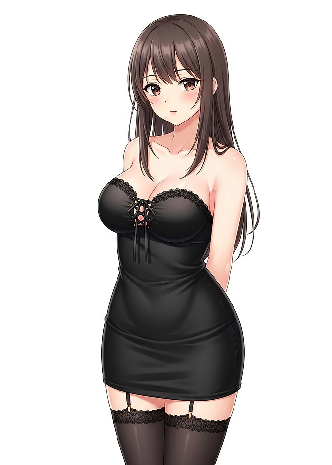 Anime Girl in Black Dress and Stockings