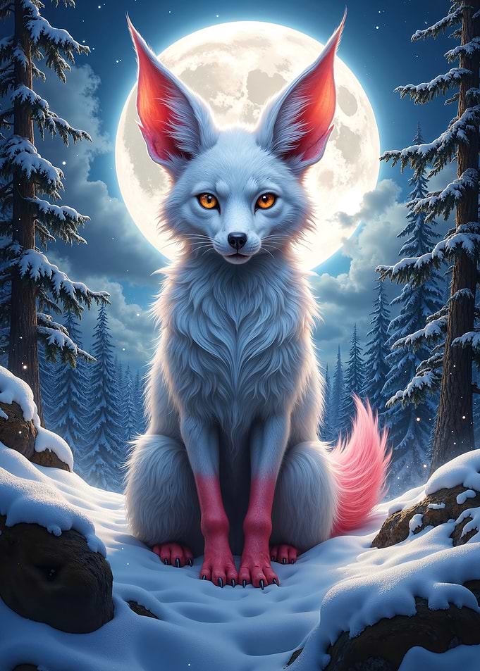 Magic Fox in Snowy Forest