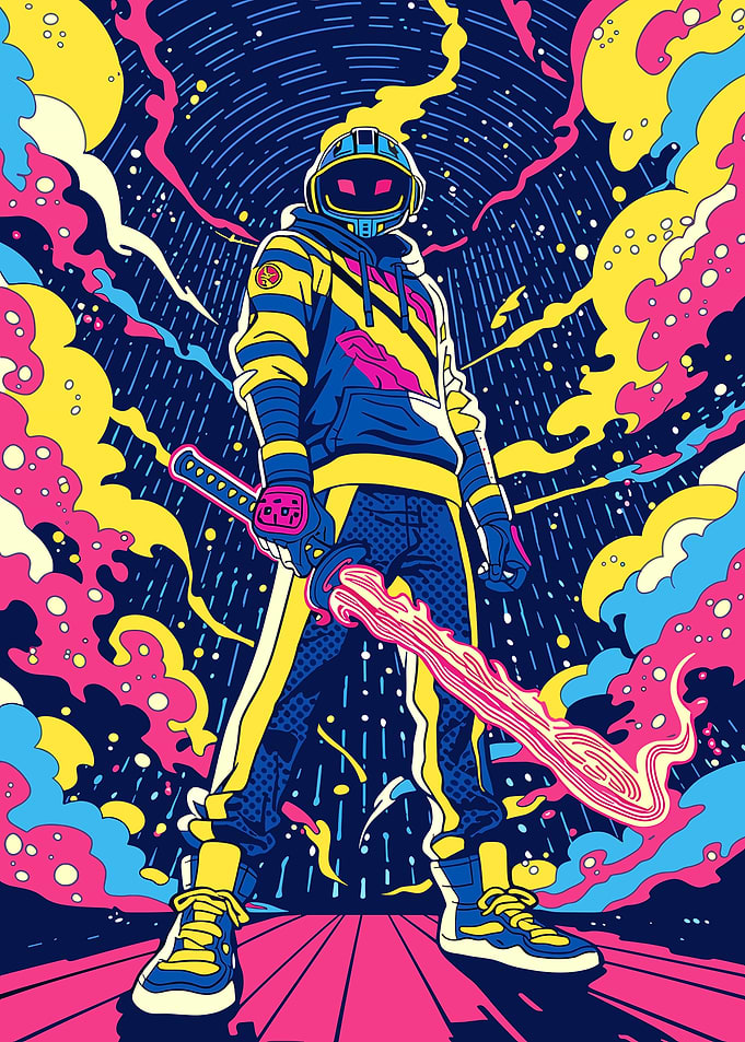 Cyberpunk Samurai with Energy Sword