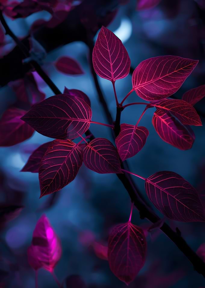 Vibrant Pink Leaves on Dark Background