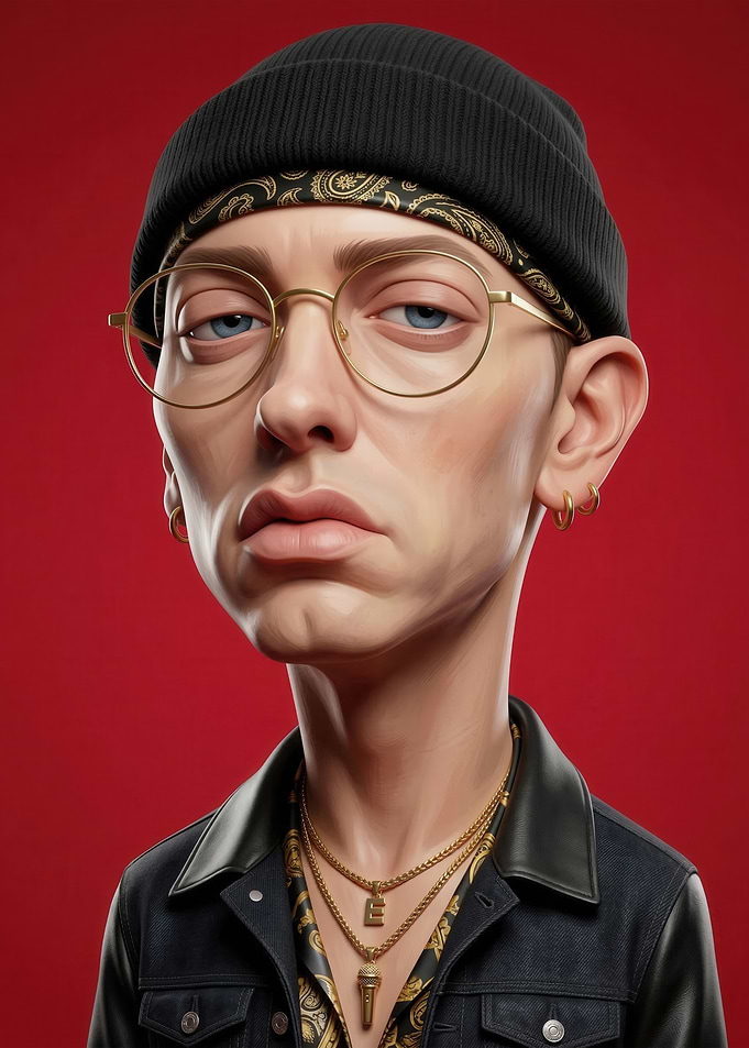 Caricature of a Eminem with Glasses