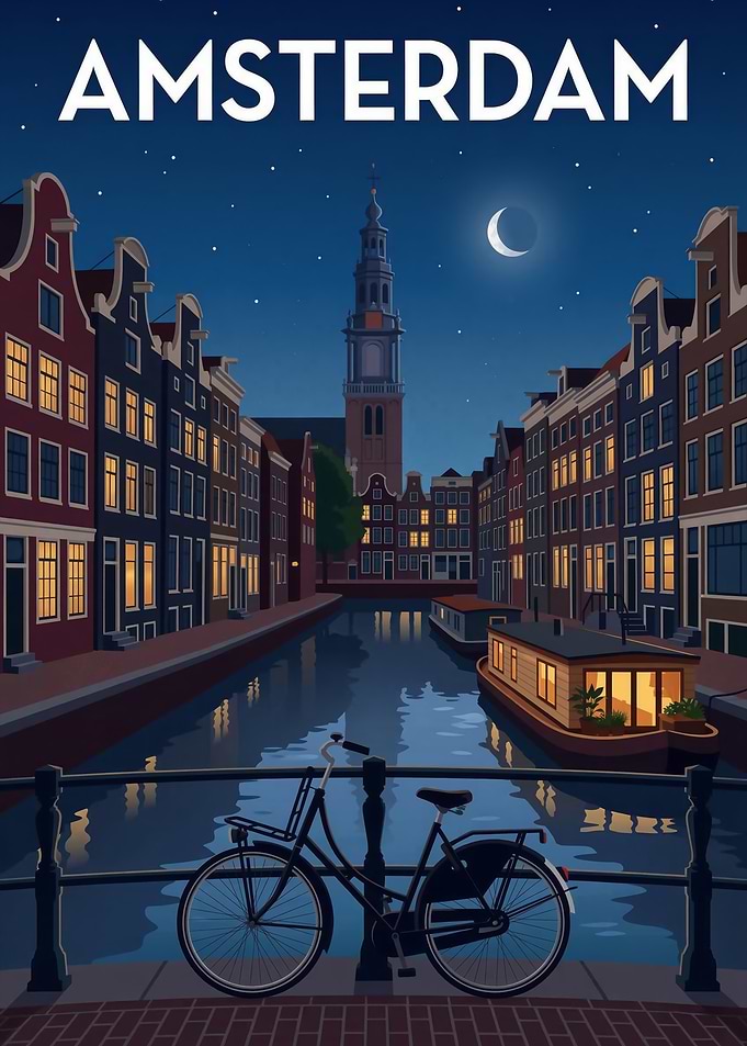 Amsterdam Canal at Night