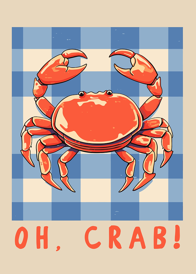 Funny Crab with 'Oh, Crab!' Text
