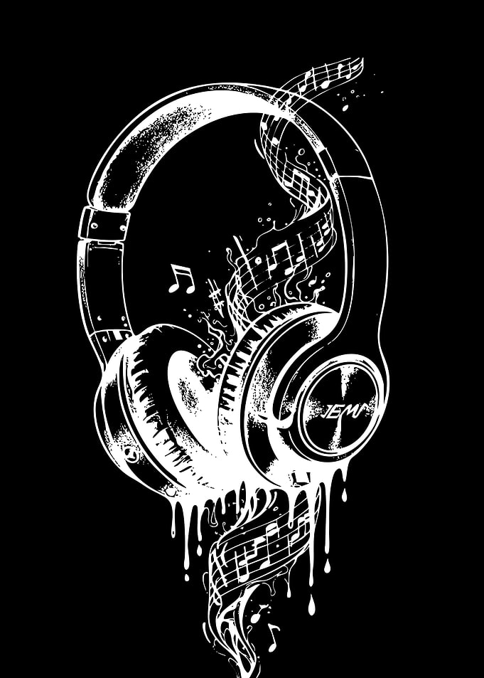 Headphones with Music Notes