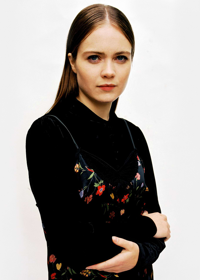 Hera Hilmar in Floral Slip Dress