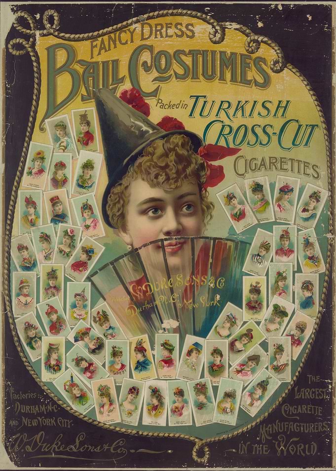 Vintage Cigarette Advertisement with Fashion Cards