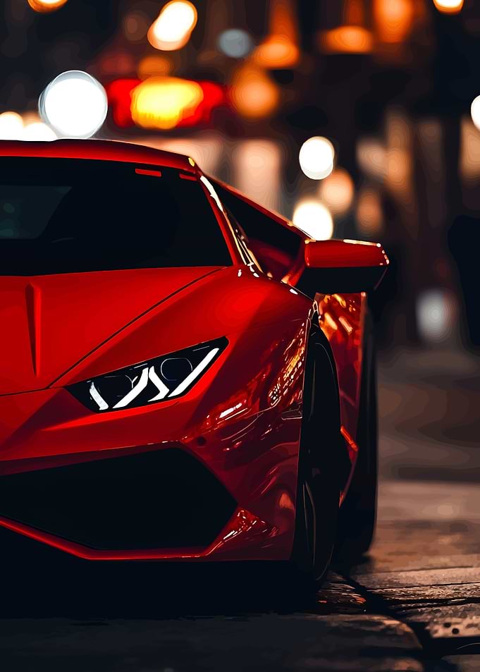 Red Sports Car at Night