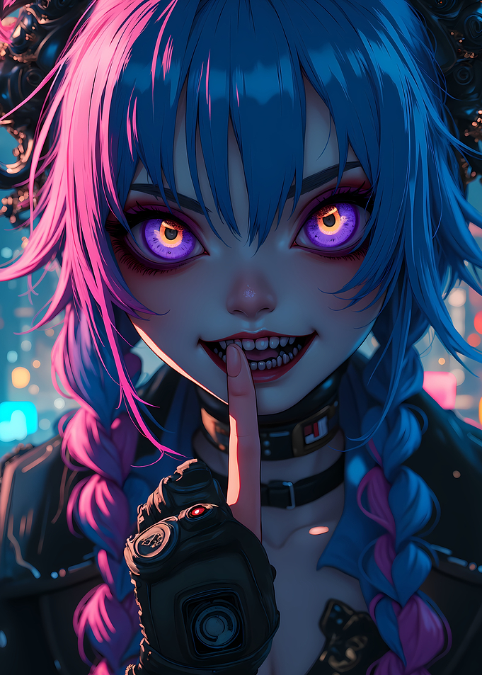 Anime Girl with Pink and Blue Hair