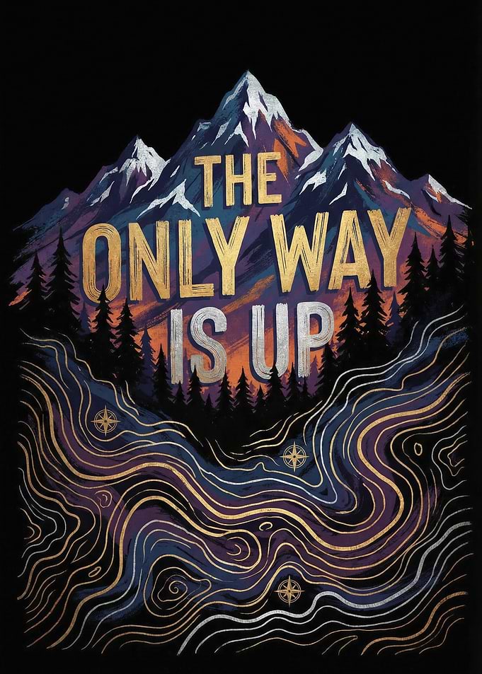 The Only Way Is Up Mountain Art