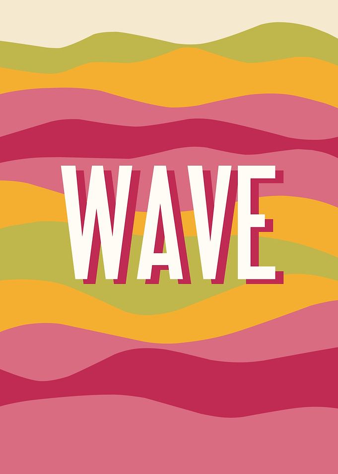 WAVE text art with wavy background
