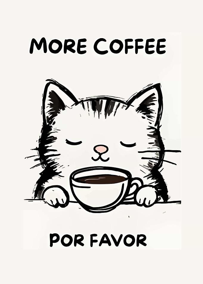 Cute Cat with Coffee