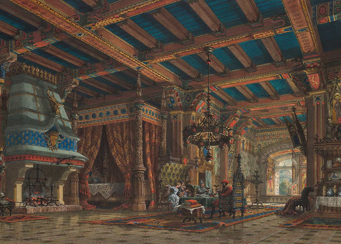 Opulent Medieval Interior with Figures