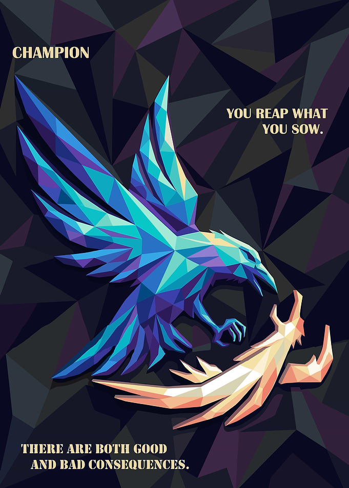 Geometric Raven and Dragon