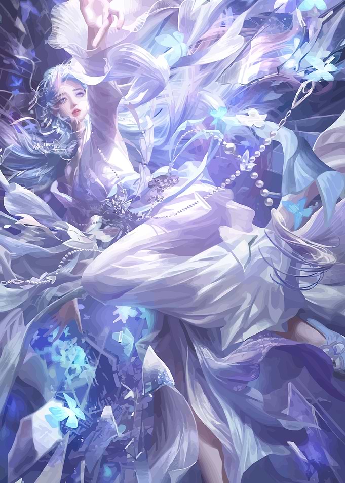 Ethereal Woman in Flowing Garments