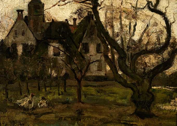 Impressionist Painting of a Rural Scene
