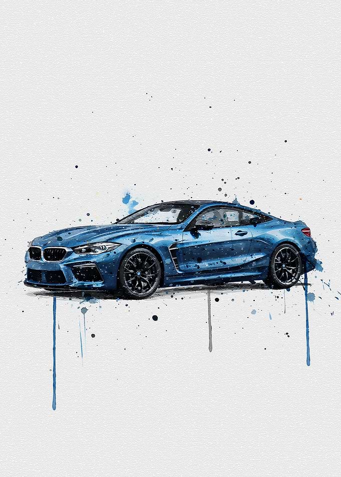 Watercolor BMW M8 Frozen Marina Bay Blue