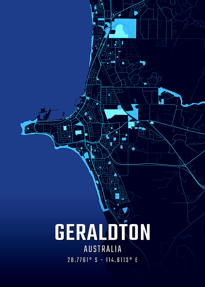 Geraldton Australia Midnight City Map