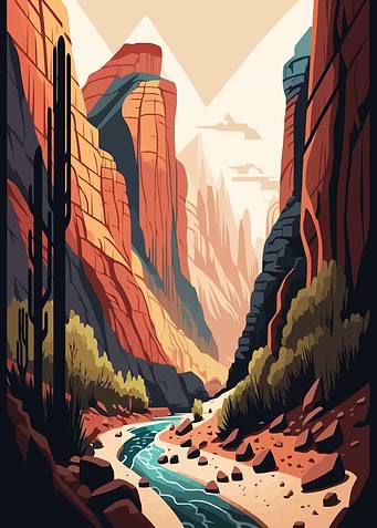 Desert Canyon River Landscape