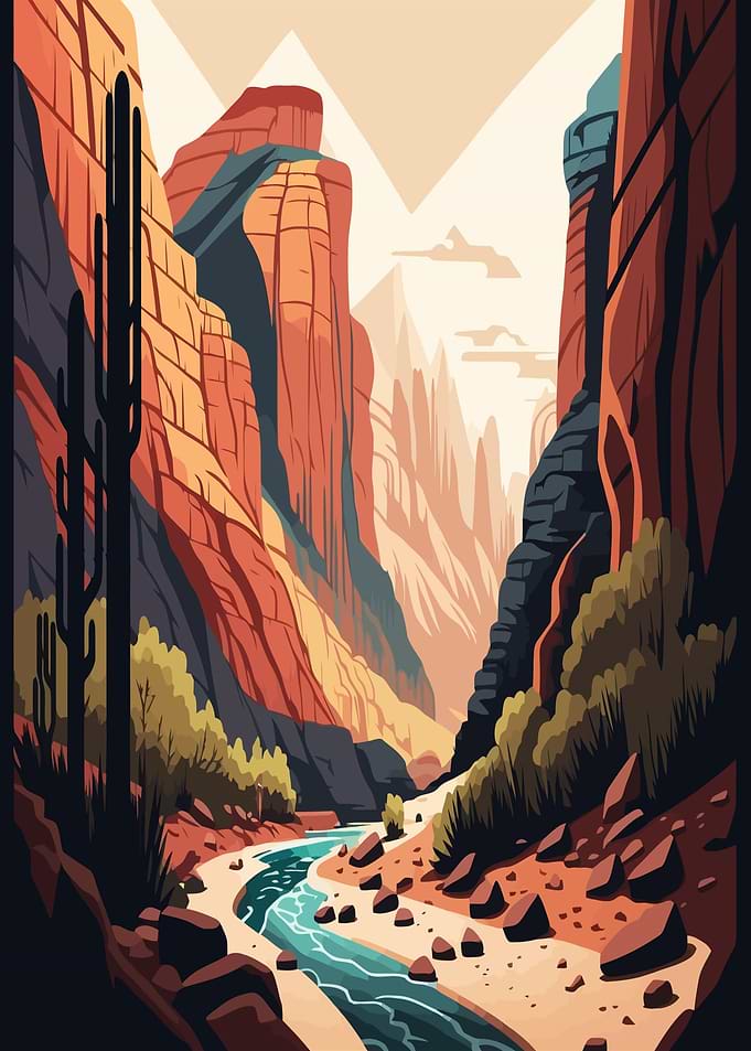 Desert Canyon River Landscape
