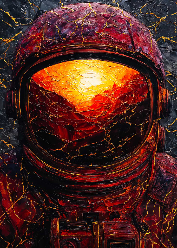Astronaut Kintsugi Impasto Oil Painting