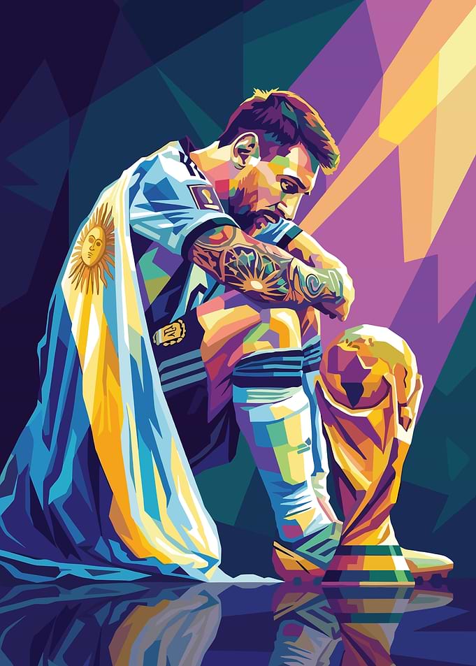 Lionel Messi with World Cup Trophy
