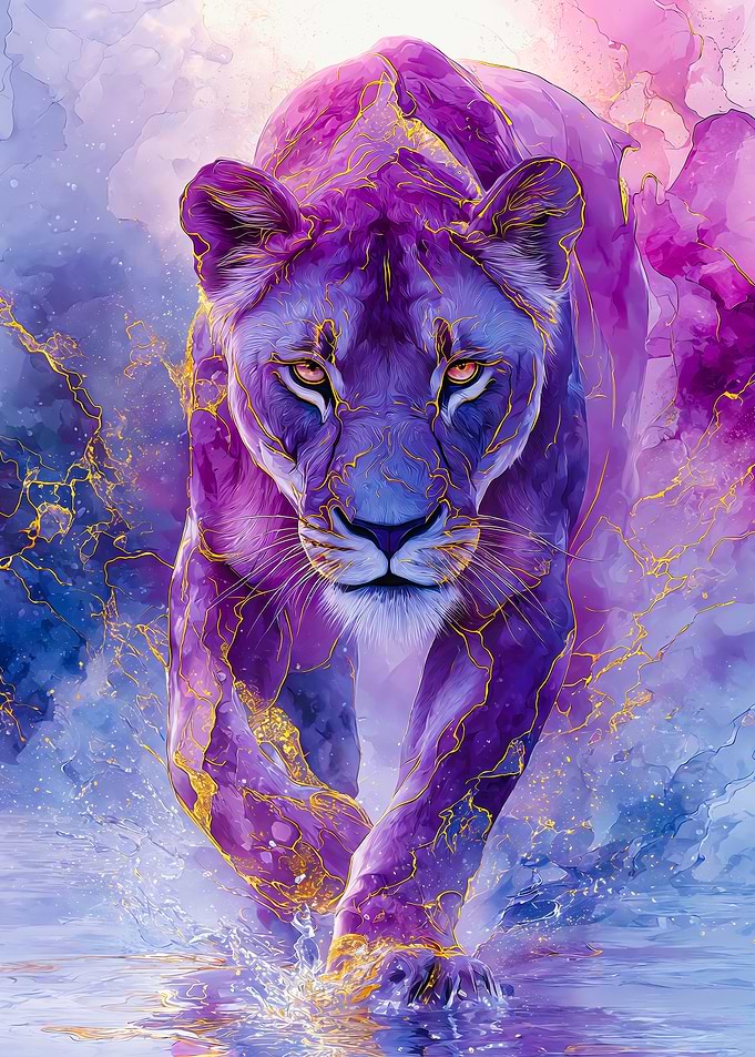 Majestic Purple Lioness Gold Veins