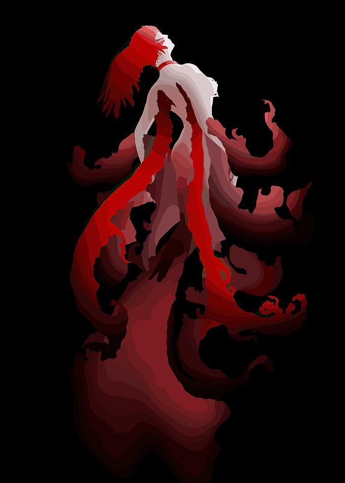 Stylized Woman with Red Tentacles