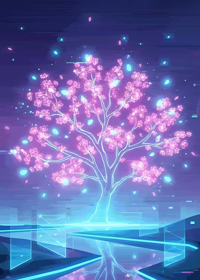 Neon Sakura Cyberpunk Cherry Blossom