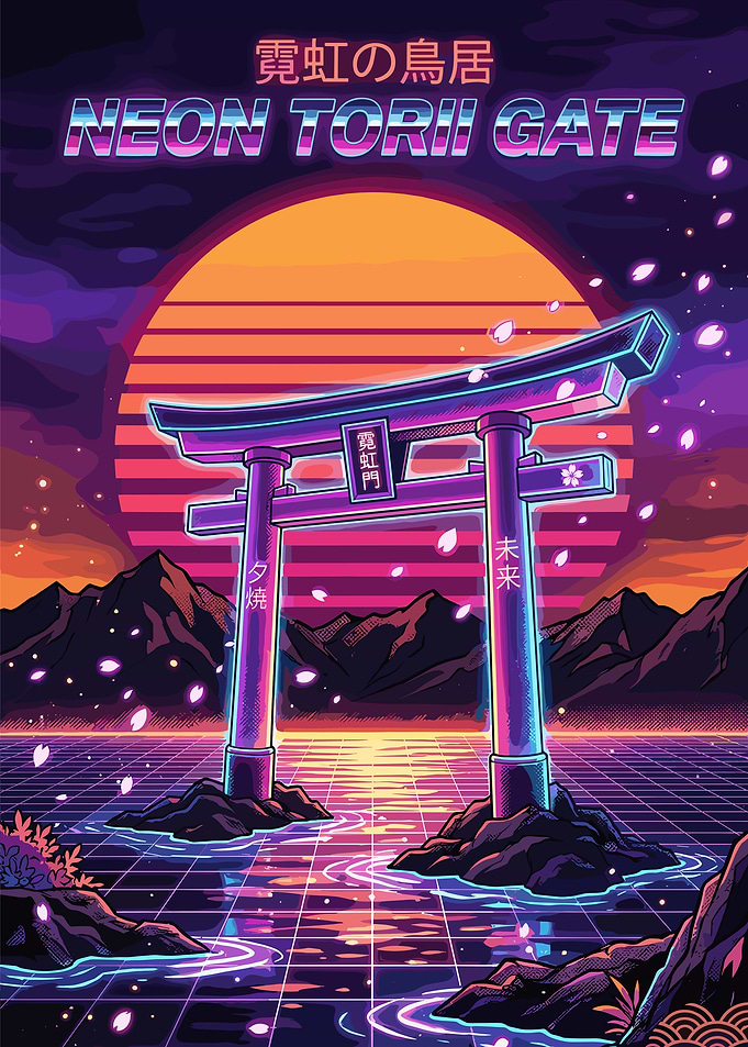 Neon Torii Gate Sunset