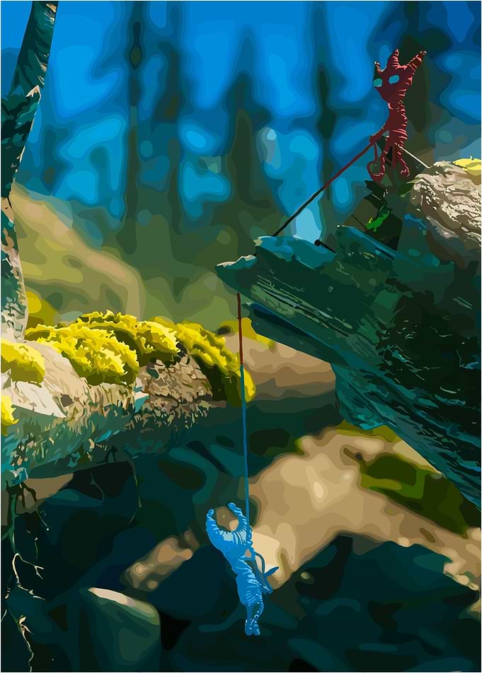 Unravel Two figures climbing a cliff