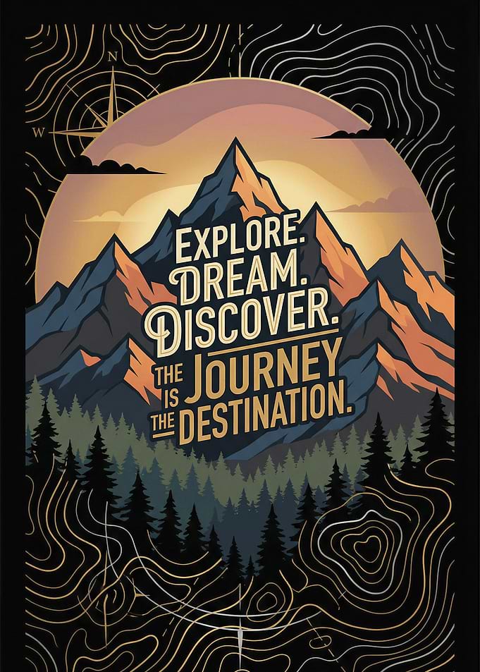 Mountain Landscape with Inspirational Text