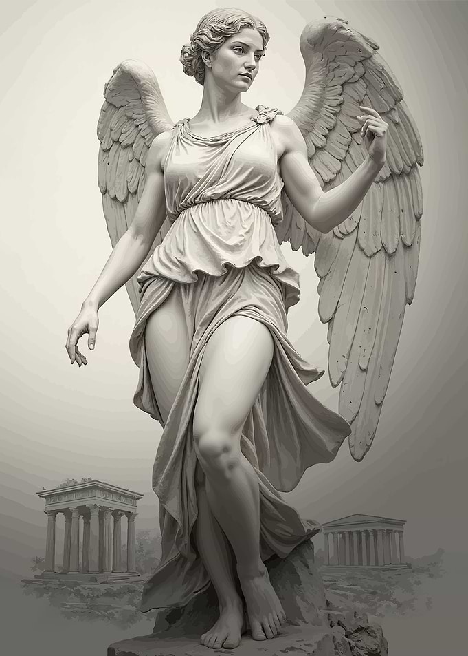 Angel Statue with Ancient Ruins