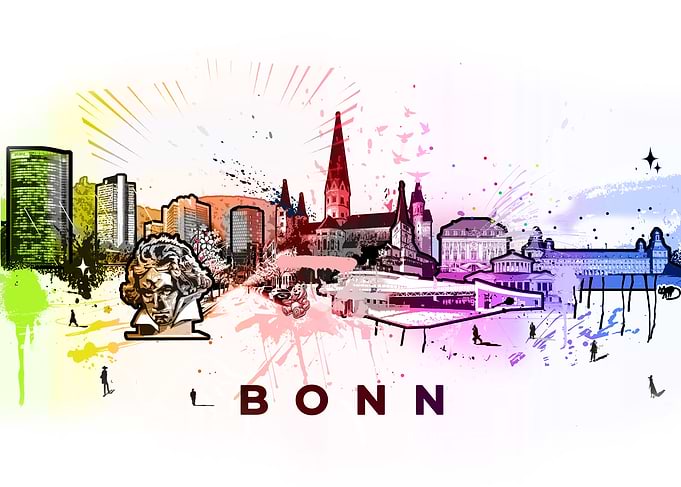 Bonn Skyline with Beethoven Bust