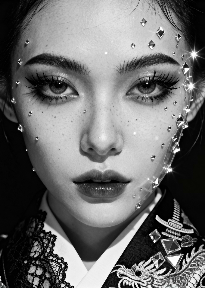 Glamorous Woman with Face Gems