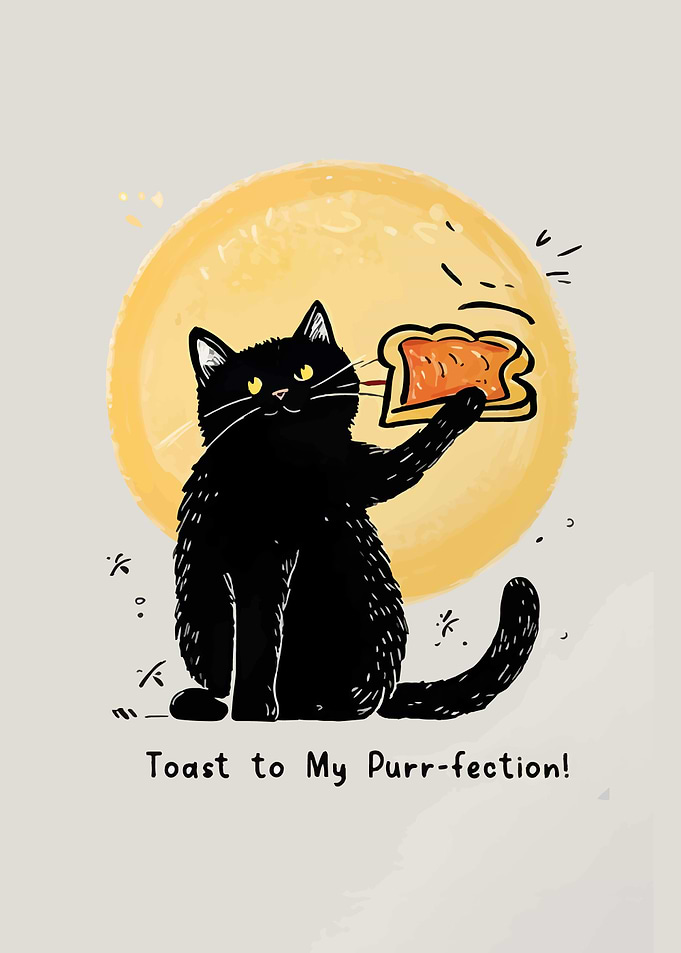 Black Cat Toasting with Jam