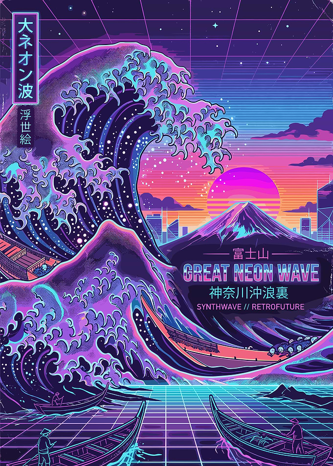 Great Neon Wave Synthwave Art