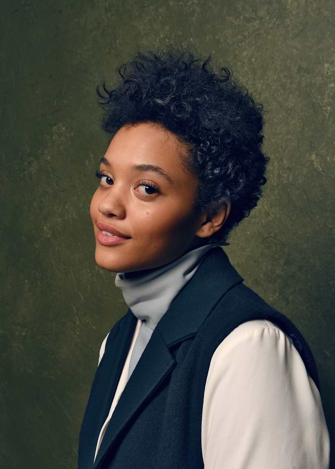 Portrait of Kiersey Clemons with curly hair