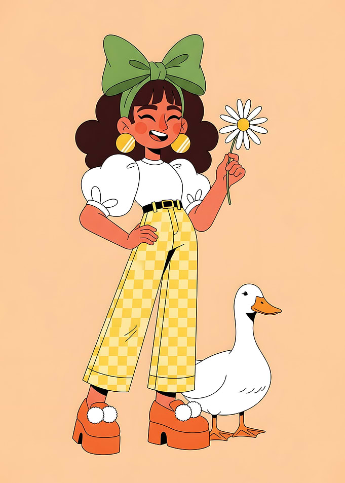 Girl with Daisy and Duck