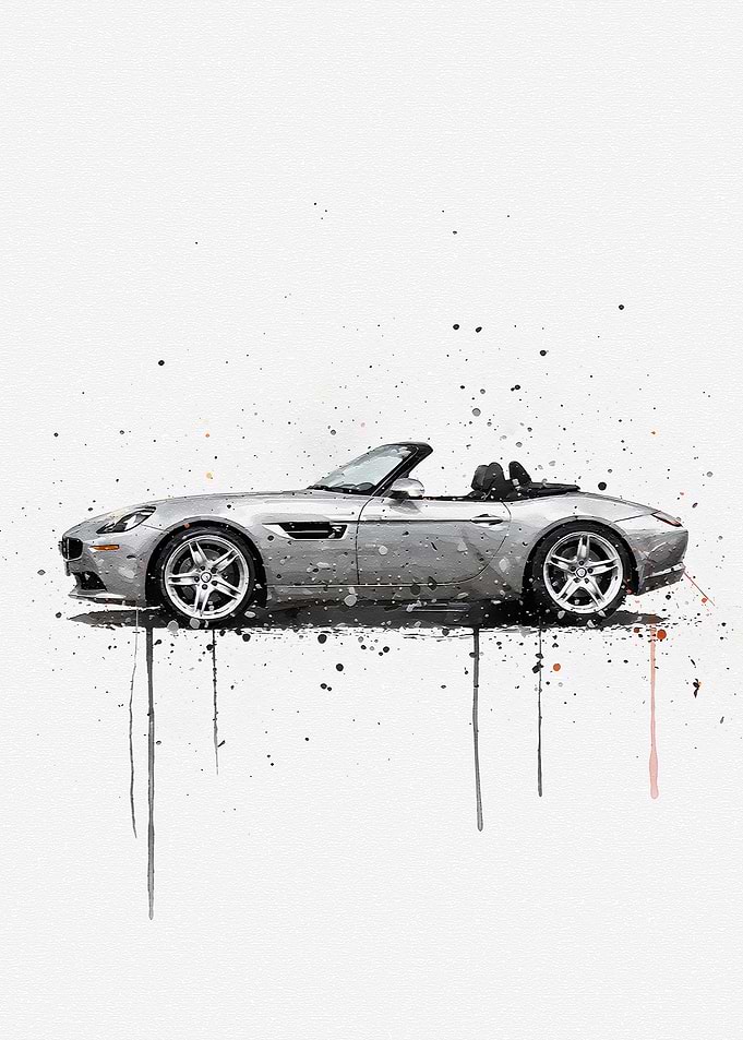 Watercolor BMW Z8 Titanium Silver