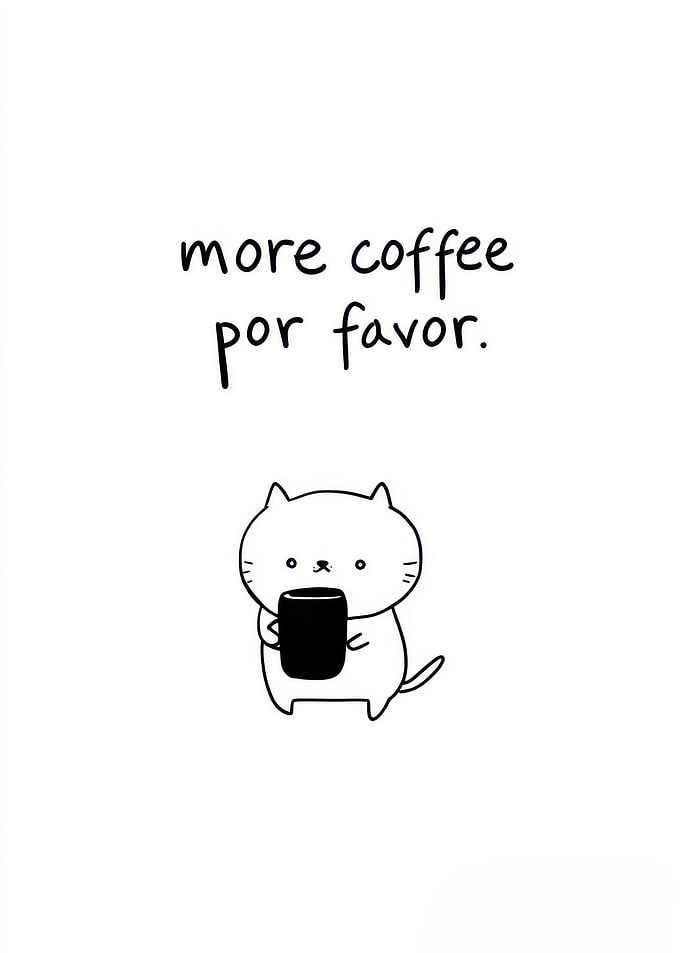 Cute Cat with Coffee