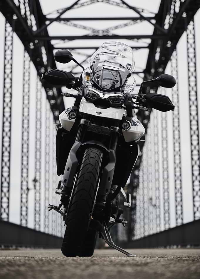 Triumph Tiger Motorcycle on Bridge