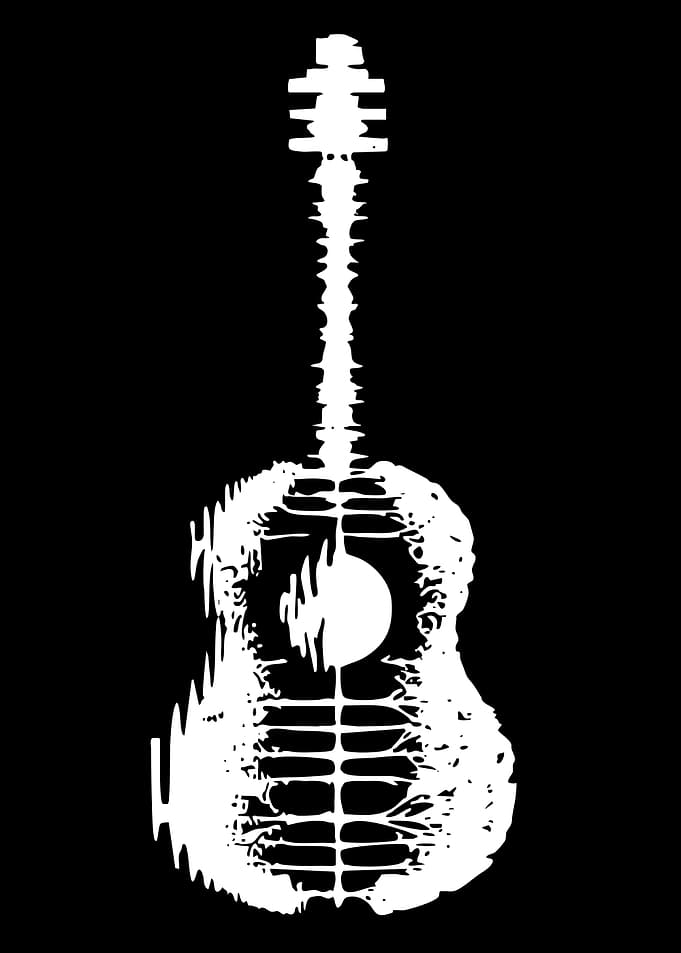 Abstract White Guitar Silhouette