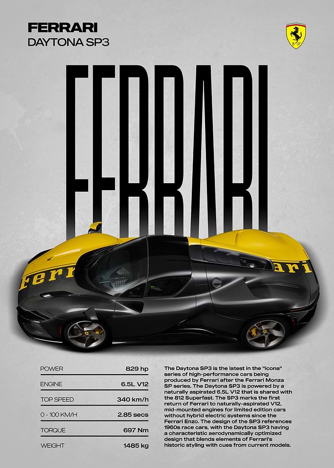 Ferrari Daytona SP3 Car Poster