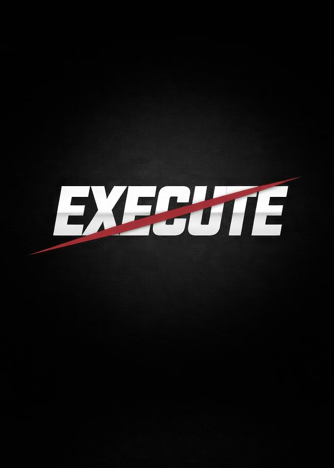 Execute text with red slash