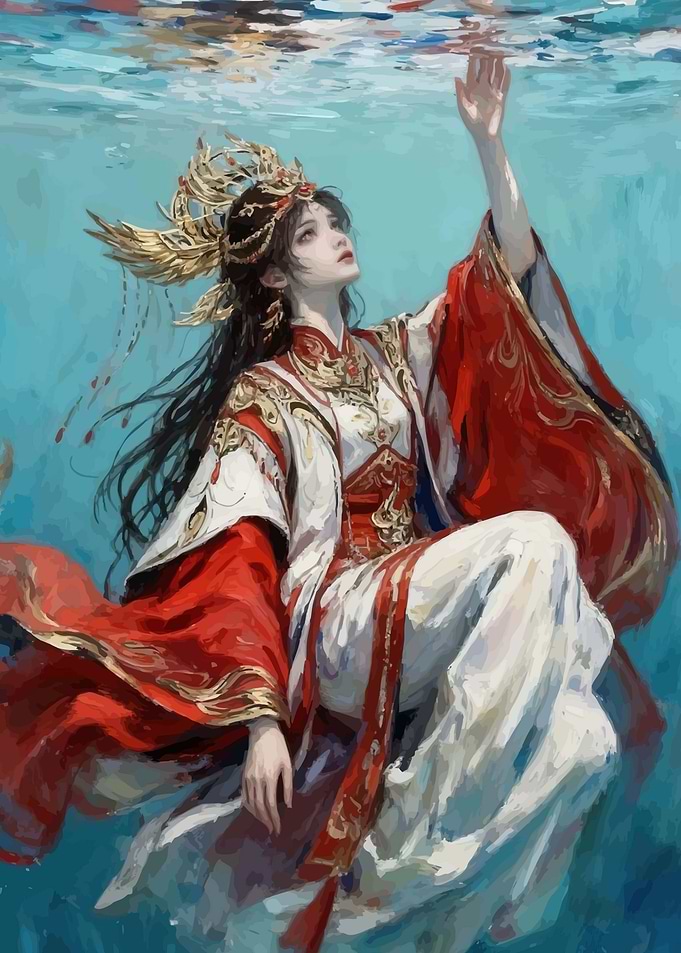 Underwater Empress Reaching for Light